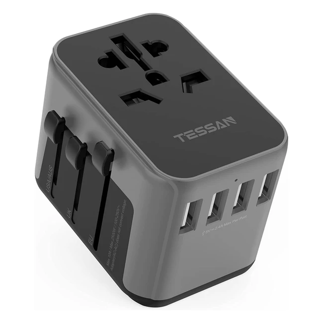 TESSAN Reiseadapter Weltweit Universal Steckdosenadapter mit 4 USB und 1 AC Stec