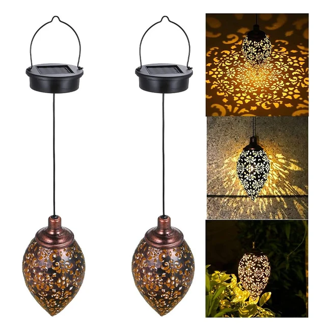 Tomshine Solar Lantern Light - Outdoor Hanging Garden Lights for Patio Yard, Water-Resistant Metal Lamp with Unique Olive Style and Flower Carved Design - Eco-Friendly and Energy-Saving