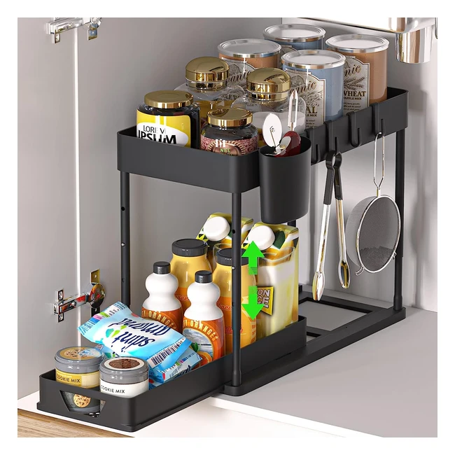 Organizer cucina Hi Ninger - 2 livelli, 4 ganci, 8 tappetini antiscivolo e 1 tazza appesa
