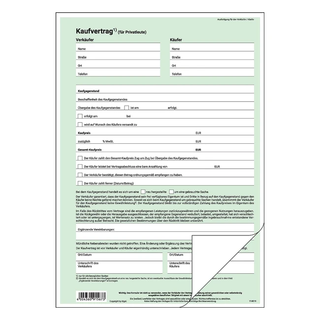 Sigel KV420 Kaufvertrag A4 (25er Pack) - für sicheren Kauf & Verkauf