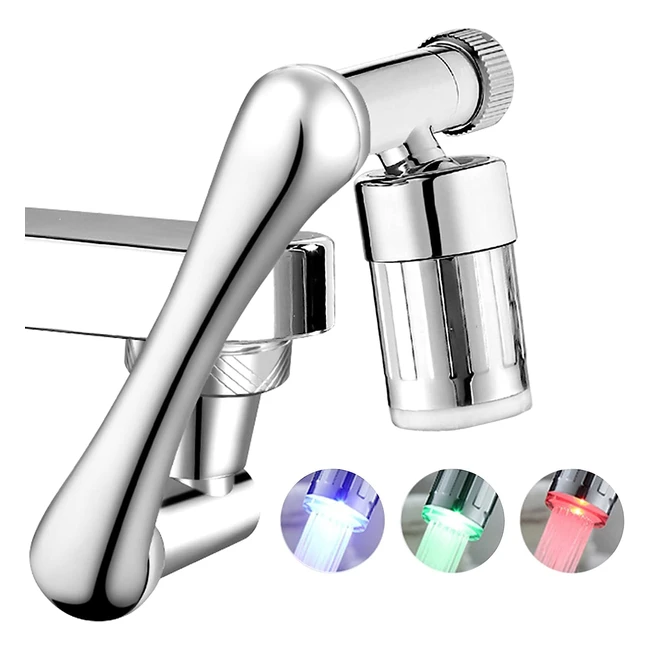 Rubinetto rotante con luci LED e manopole regolabili per cucina e bagno