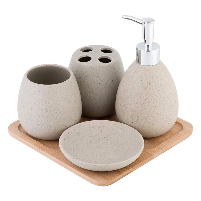 Ensemble de salle de bain Axentia Avignon en céramique couleur sable - 5 pièces