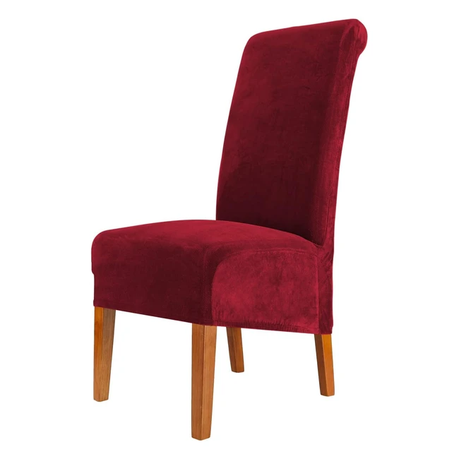 Velvet Dining Chair Covers - Stretchable Washable and Removable  Burgundy  X