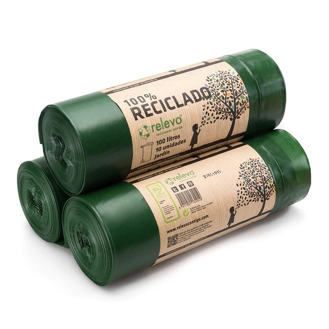 Bolsas de basura extra resistentes 100L, 100% recicladas - Relevo