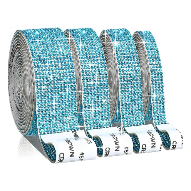 Crystal Rhinestone Ribbon Sticker - 4 Rolls Blue DIY Crafts Wedding Party Dec