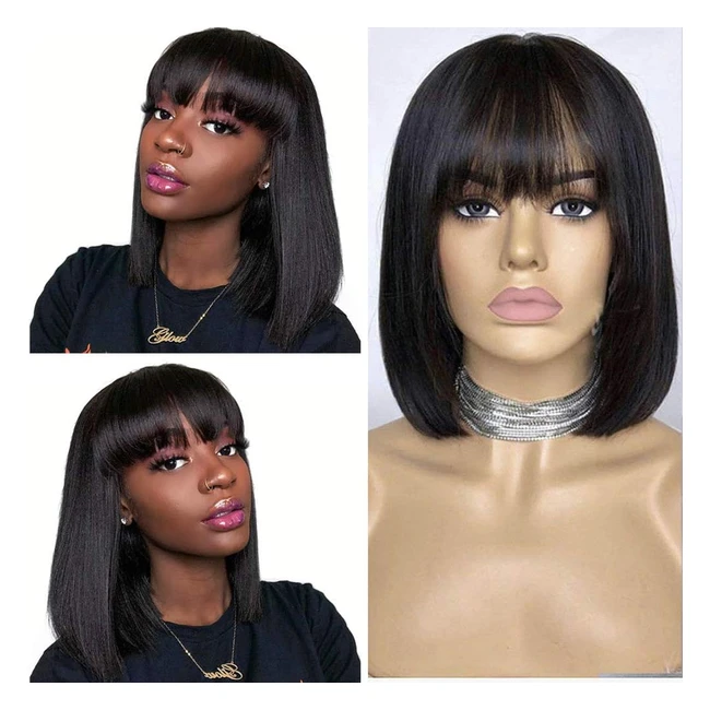 Perruque Brésilienne Bob Courte Droite avec Frange - Cheveux Humains - Clarolair