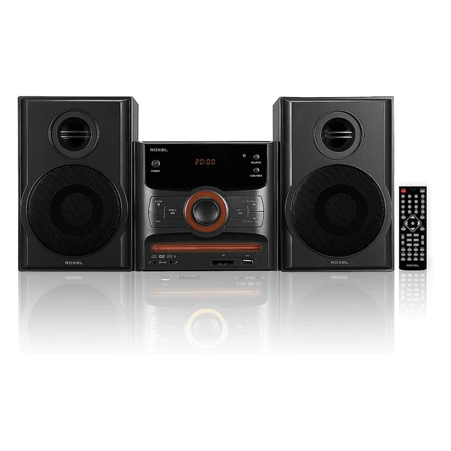Roxel RCD250BT Micro HiFi CD Player Stereo with Karaoke, Bluetooth, USB, FM Radio, and 40W Output