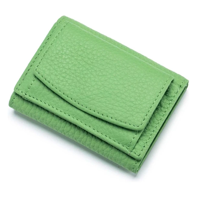 Kompakte Damen Geldbörse aus Echtleder mit RFID-Schutz und Münzfach - Olive