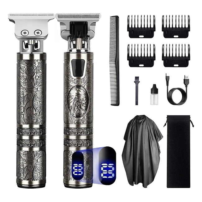 Tondeuse Cheveux Hommes Professionnelle sans Fil - Kit Complet USB Rechargeable avec LED Prompt Light Gris