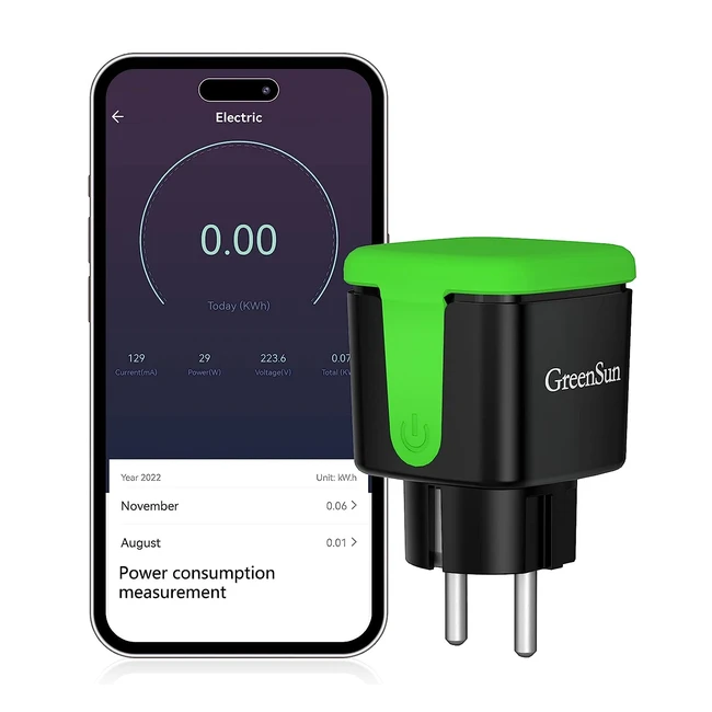 Greensun WLAN-Steckdose Outdoor mit Stromverbrauchsmessung IP44 wasserdicht