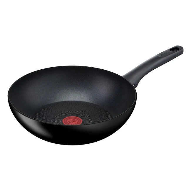 Tefal G28819 Hard Titanium Wok 28cm - Aluminium, Non-Stick, Thermal Signal, Induction, Black