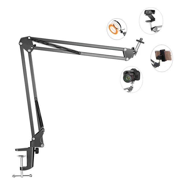 Flexible Overhead Tripod Mount for Camera Webcam and Ring Light - Compatible w