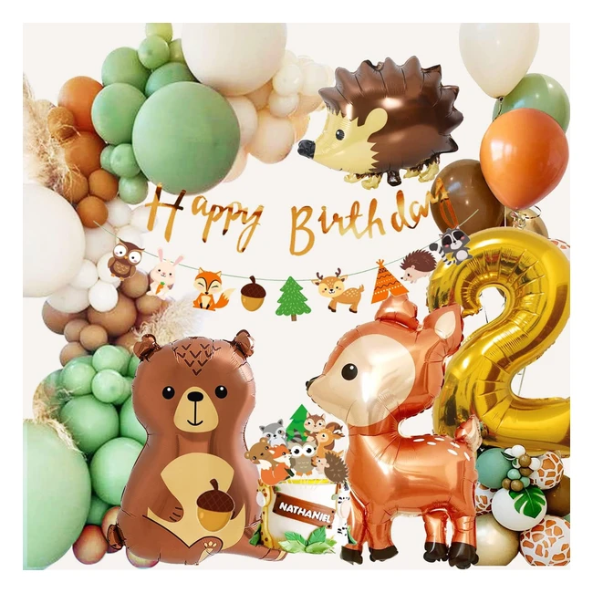Set de globos reutilizables para decoración de cumpleaños de niño de 2 años con animales de la selva