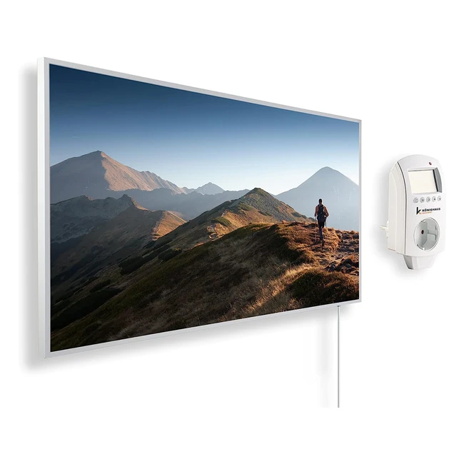Knighaus Infrarotheizung TVGS 450W Smart Thermostat | Weißer Rahmen | Hohe Heizwerte