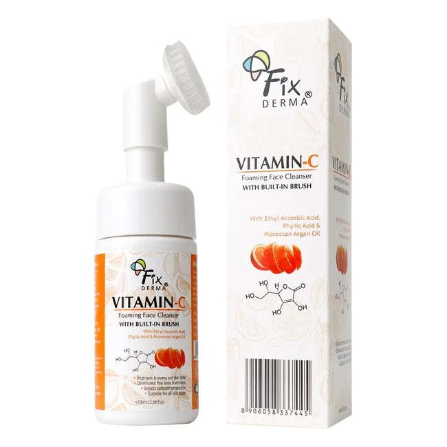 Fixderma 2 Vitamin C Foaming Face Cleanser - Reduces Fine Lines & Wrinkles, Exfoliates Skin - 338 fl oz