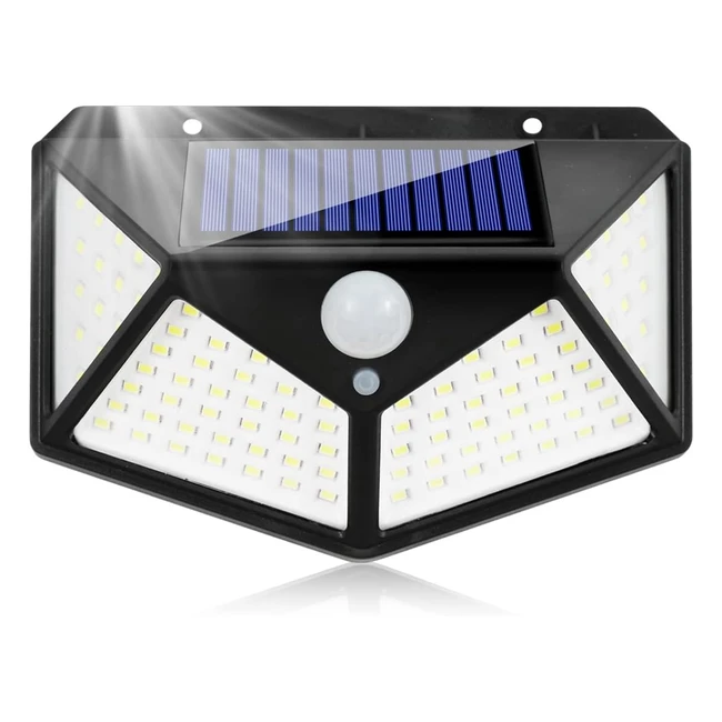 Lampe Solaire Extérieur avec Détecteur de Mouvement - 100 LED, 270°, IP65 Étanche - Pour Jardin, Garage, Terrasse, Maison