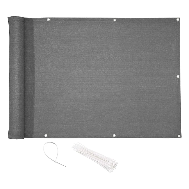 Celinasun Balkon Sichtschutz PES HDPE Polyrattan mit Kabelbindern oder Drahtseilen und Pflanztaschen