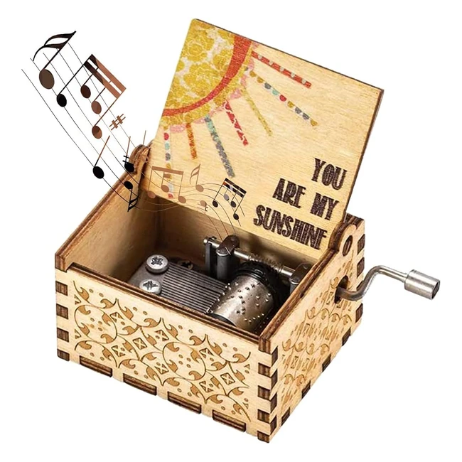 Vintage Camkong You Are My Sunshine Wood Music Box - Perfect Gift for Birthday, Christmas, Valentine's Day