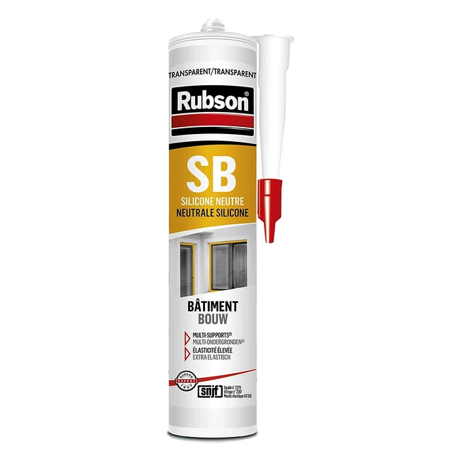 Mastic silicone neutre Rubson SB pour chantier - transparent - 280 ml