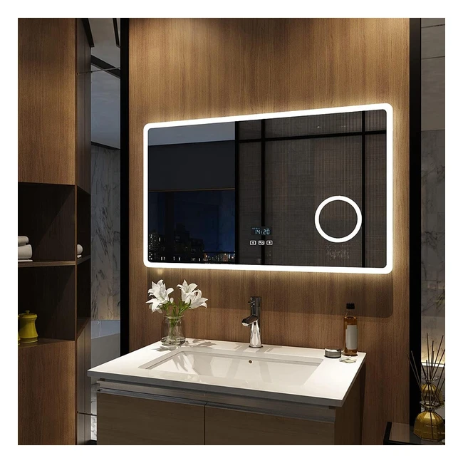 Meykoers LED Badezimmerspiegel 100x60cm mit Touch-Schalter Antifog Bluetooth 