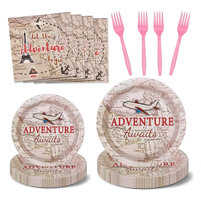 Aircraft Theme Party Tableware Set - 96 Pieces for 24 Guests - nkaiso