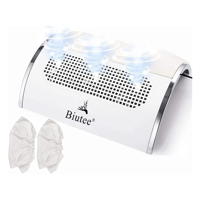 Aspiratore Unghie Professionale Biutee 40W - 3 Ventole, 2 Sacchetti Polvere - Nail Art Senza Polvere