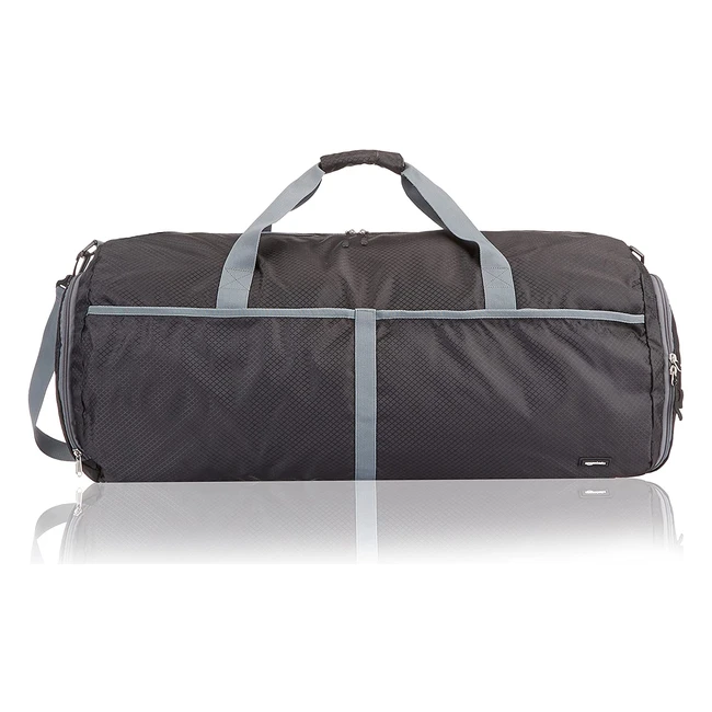 Amazon Basics Reisetasche, leicht verstaubar, grau/schwarz, Einzelstück, strapazierfähiges Material, viele Fächer