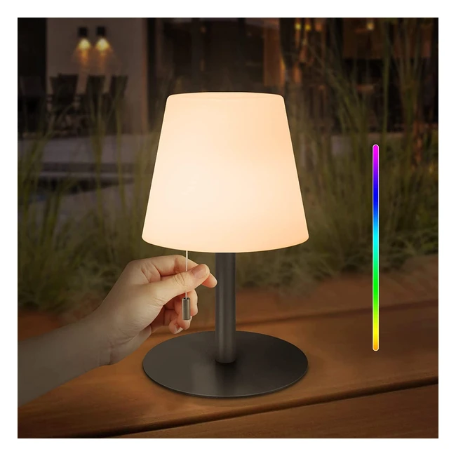 Lámpara de mesa inalámbrica LED recargable con 8 colores RGB - Impermeable IP44 - Ideal para restaurantes, jardín, dormitorio y camping