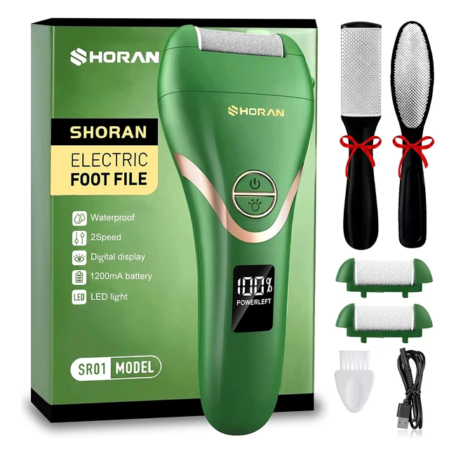 Shoran Elektrischer Hornhautentferner - 2 Geschwindigkeiten LED-Licht wasserdi