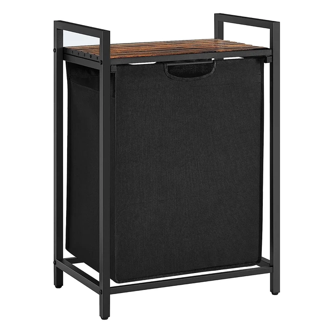 VASAGLE Wäschekorb mit Ablage, ausziehbarer und abnehmbarer Wäschesack, 65 l, Vintagebraun/Schwarz - BLH101B01