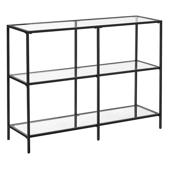 VASAGLE Konsolentisch aus Hartglas, modern, 3 Ebenen, 100 x 30 x 73 cm, Schwarz LGT027B01