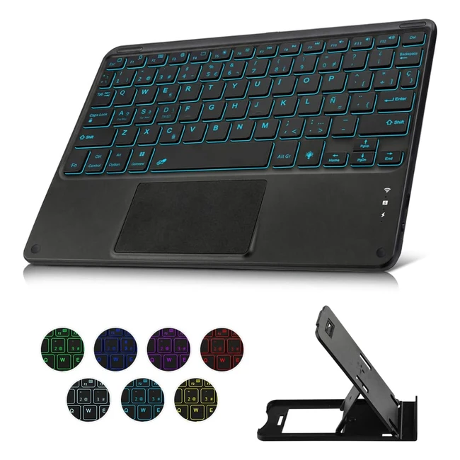 Teclado Koochuwah K08 Bluetooth con Touchpad QWERTY Español para iOS Android Windows - Compatible con iPad Galaxy Tab Tablets Portátiles y Teléfonos Inteligentes