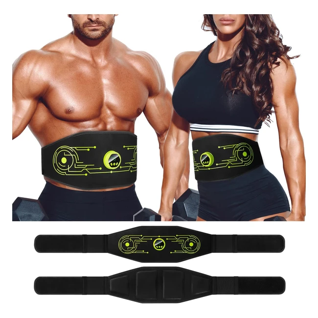 Ceinture abdominale électrostimulatrice EMS pour homme et femme - 6 modes, 15 intensités - Rechargeable - Vert