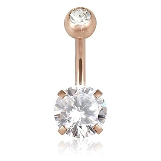 Piercing de ombligo Gooddesigns de acero quirrgico con zirconia y cristal