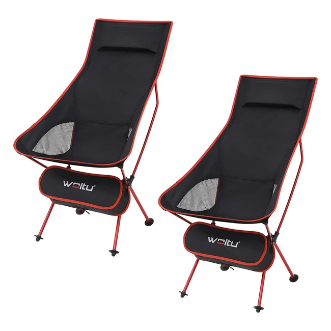 WOLTU 2er Set Klappstühle - Ultraleichter & faltbarer Campingstuhl bis 140kg - Schwarz/Rot CPS8133RT2