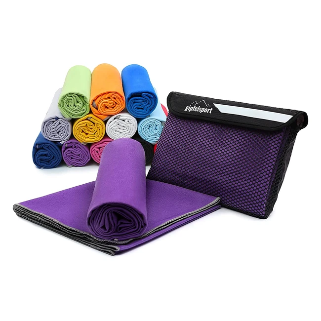 Mikrofaser Handtuch Set - Ultraleichtes, schnelltrocknendes Sporthandtuch für Sauna, Fitness, Strand und Reisen in Lila - M110x50cm