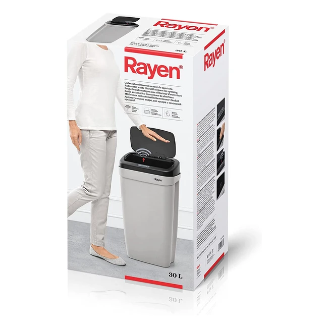 Pattumiera Rayen con sensore automatico per cucina e ufficio - 30L