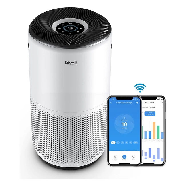 Levoit Core 400S Luftreiniger - H13 HEPA Filter, CADR 400m³/h, PM2.5 Luftqualitätsanzeige, App & Alexa Steuerung