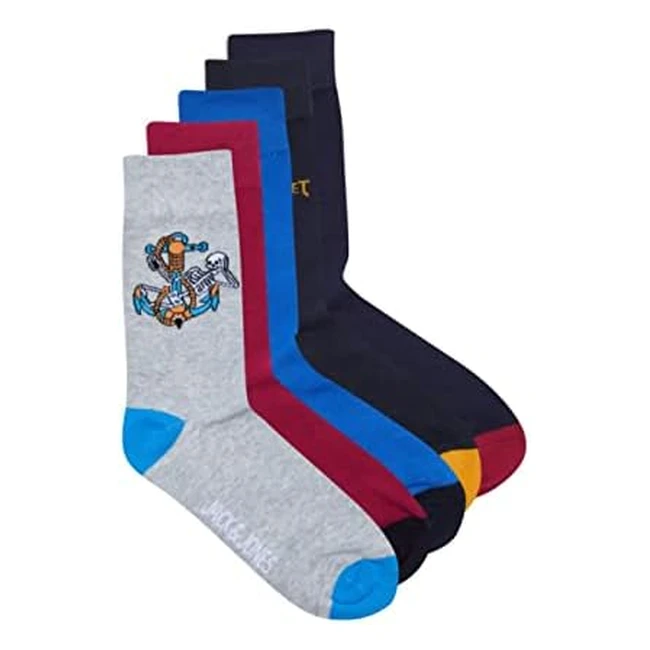 JackJones Herrensocken Jaclimit Skull 5er Pack - Größe One Size - Schwarz/Grau/Rot/Blau
