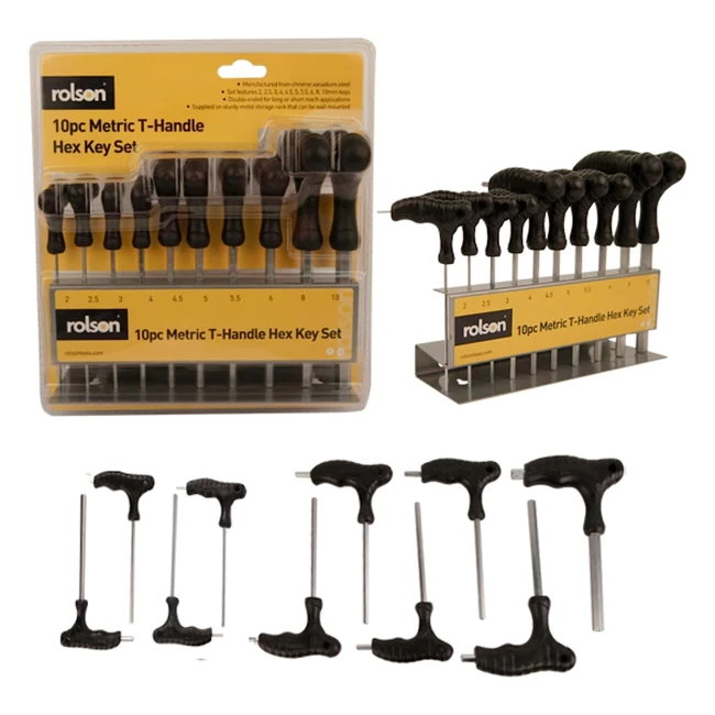 Set di Chiavi Esagonali Rolson 40320 con Impugnatura a T - 10 Pezzi