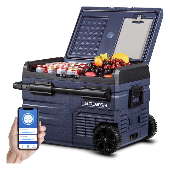Glacière électrique Bodega 35L double zone, compresseur, contrôle bouton, prise 1224V DC et 100240V AC pour voiture, camion, bateau, camping-car et prise de courant