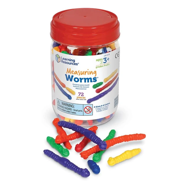 Measuring Worms Set of 72 - Colorful and Tactile Educational Toy for Counting, Sorting and Measuring - Learning Resources