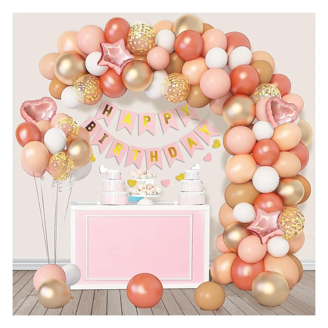 Kit de guirlande de ballons arches en or rose avec 147 pices pour anniversaire, mariage et ftes - Couleurs champagne, orange, pche, blush et cur feuille