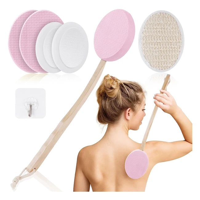 Applicatore di lozione per la schiena con spazzola e 4 teste di ricambio - URAQT