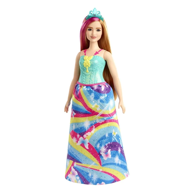 Barbie Dreamtopia Prinzessin Puppe GJK16 - Rot-Blonde Haare, Regenbogenkleid, ab 3 Jahren