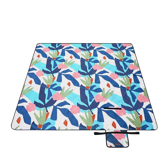 Songmics Picnic Blanket - Large Waterproof Mat for Camping, Park, Garden, Beach - Machine Washable - Colorful Fern Pattern - GCM087Q03