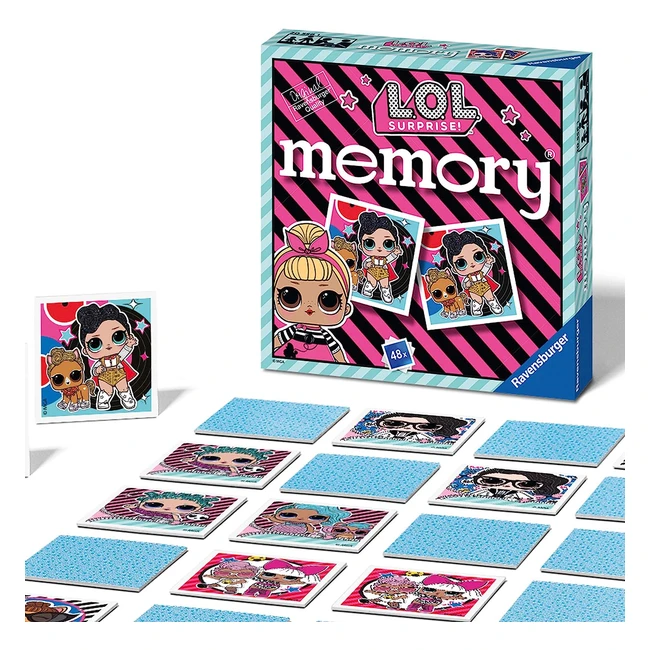 Gioco Ravensburger LOL Surprise Memory Pocket 15x15cm - 24 coppie in cartone per bambini dai 4 anni, multicolore