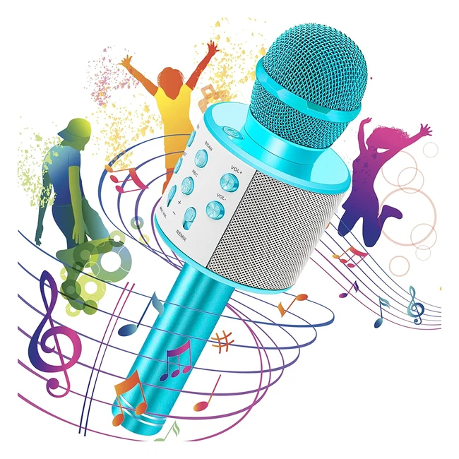 Micrófono inalámbrico karaoke Bluetooth portátil para niños con altavoz y cambiador de voz