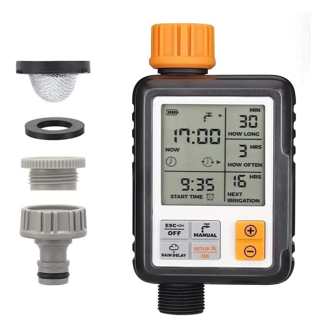 Programador de riego automático resistente al agua IP65 con pantalla LCD de 3 pulgadas y modo de seguridad para niños