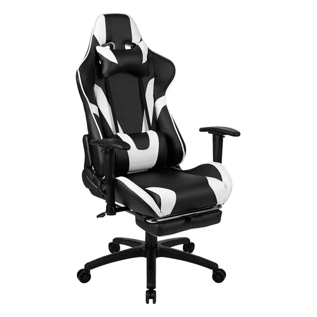 Flash Furniture X30 Gaming Chair - Ergonomic Racing Chair with Fully Reclining Back Support - Black with White Trim